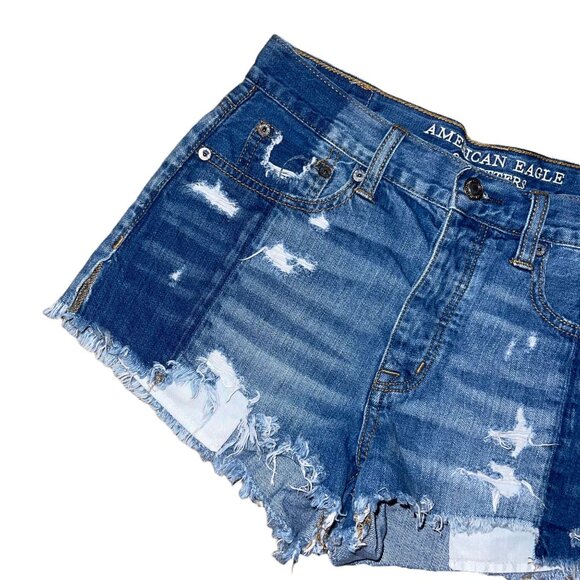 American Eagle Distressed Womens Shorts 2 Vintage Hi-Rise Festival Button Fly - Picture 2 of 8